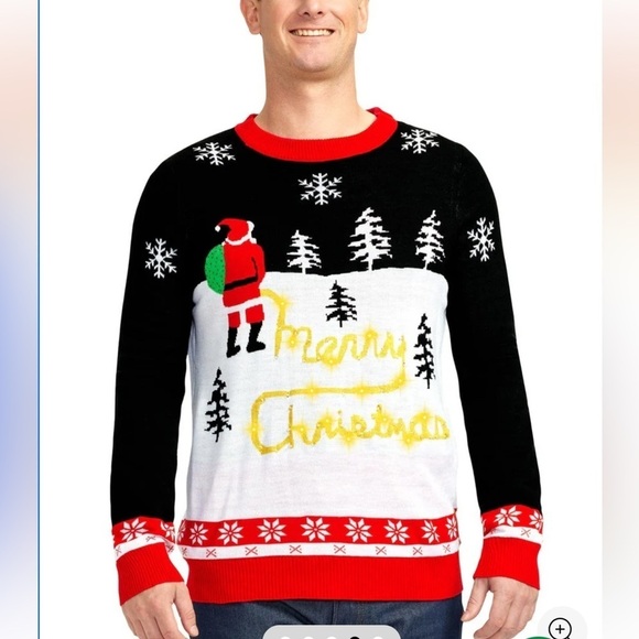Tipsy Elves Other - Tipsy Elves Black Red Men's Yellow Snow Light Up Ugly Christmas Sweater XL